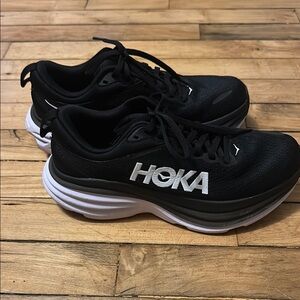 Hoka Black and White Athletic Shoes